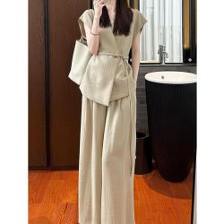 叶紫枫 女士时尚套装 短袖上衣阔腿裤两件套