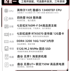 七彩虹 主机i5 13400f 14400f 245K 265K RTX5060Ti RTX5070Ti 5070显卡台式机组装电脑主机游戏diy组装机整机