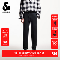 杰克琼斯 杰克·琼斯（JACK&JONES）春夏季宽松直筒潮流松紧抽绳腰头双侧插袋休闲裤男装225214044 E40黑色