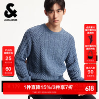 杰克琼斯 杰克·琼斯（JACK&JONES）男装冬季毛针织衫圆领宽松版型衣身织花长袖针织上衣225425029 E40铅蓝色