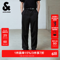 杰克琼斯 杰克·琼斯（JACK&JONES）抽绳松紧腰头舒适百搭简约纯色潮流时尚宽松休闲裤男装225214028 E40黑色