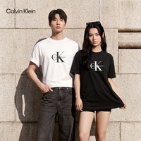 卡尔文·克莱恩 CK Jeans夏季男女情侣休闲通勤字母纯色纯棉宽松短袖T恤上衣