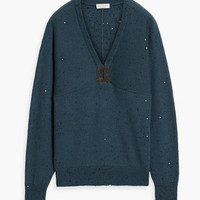 BRUNELLO CUCINELLI Embellished cashmere and silk-blend sweater 真丝羊绒编织 m码
