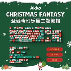 Akko 圣诞奇幻乐园主题键帽个性化二次元PBT热升华定制键帽适用60/68/75/87/98/108配列机械键盘