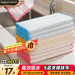 佳帮手 棉柔加厚洗碗布 厨房抹布 30*30cm 10片装 强力吸水 去油污