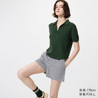 优衣库 女装棉莫代尔混纺POLO领针织衫 484607