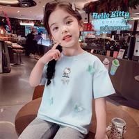 Hello Kitty 女童夏季T恤2026新款中大童装甜美蝴蝶结点缀设计款款式短袖