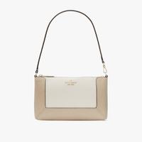 Kate Spade 618品牌自营LENA小号荔枝纹牛皮革拼色拉链单肩包腋下包