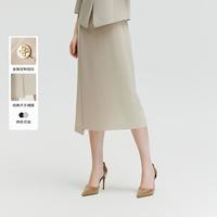 PRICH 夏款商务通勤高级金属纽扣设计优雅直身型经典开叉裙摆半身裙女士