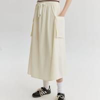 E·LAND 衣恋 E.LAND 衣恋半身裙女双腰头设计宽松A字显瘦半裙中长款夏季