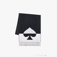 Kate Spade 618大促品牌自营黑桃Logo标柔软绵羊毛流苏保暖围巾/披肩