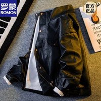  ROMON/罗蒙 复古机车 男士皮夹克