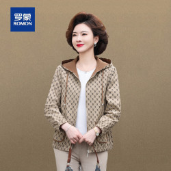 罗蒙 中年妈妈秋装风衣外套新款洋气中老年女装春秋夹克薄款上衣服