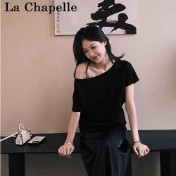 拉夏贝尔 女士斜肩露肩T恤