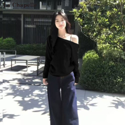 拉夏贝尔 女士通勤慵懒风长袖T恤