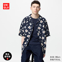 优衣库 男士印花开领衬衫 477644