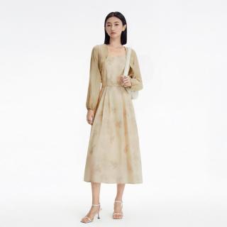 PuPuFeng 普普风 女士新中式竹叶水墨印花吊带连衣裙