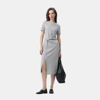 Gap 刺绣logo腰部打结开叉短袖中长连衣裙