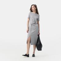 Gap 刺绣logo腰部打结开叉短袖中长连衣裙