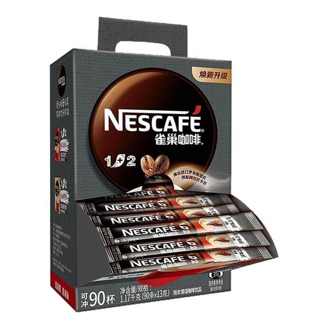 雀巢 咖啡1+2特浓即溶咖啡饮品13g 90条 盒装