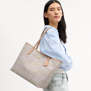 COACH 【CITY托特】女士手提包 粉白色 CDZ04