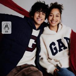Gap 男女装秋季款字母logo仿羊羔绒抓绒卫衣套头衫609050