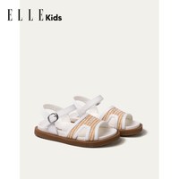 ELLE kids 童鞋复古凉鞋女童夏季新款儿童外穿拖鞋度假编织沙滩鞋