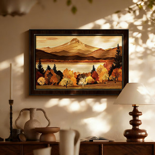 艾风格 美式中古风装饰画 E款 60*80cm 黑色边框