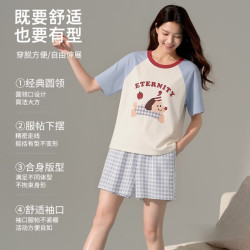 俞兆林 睡衣女夏季2026新款100%纯棉套装夏天女士全棉卡通家居服可外穿