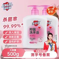 净佰俐 健康抑菌洗手液 500g 泡沫丰富易冲洗 抑菌99.99% 家庭儿童消毒护手