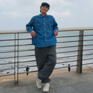 Gap 720846 微弹中腰直筒束脚牛仔裤 灰色 S(165/76A)