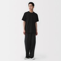 無印良品 MUJI 男式天竺织圆领短袖T恤 黑色 L