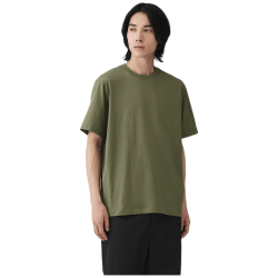 無印良品 MUJI 男式天竺织圆领短袖T恤 卡其绿 M