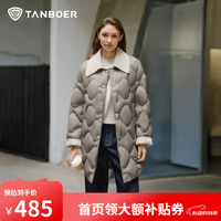 坦博尔 巴恩风羽绒服女中长款外套时尚显瘦加厚保暖外套TB5330232A 抹茶摩卡 XS