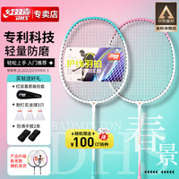 红双喜 1012 羽毛球拍套装 紫色/绿色 2支双拍