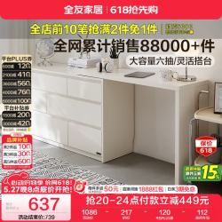 全友 家居 斗柜奶油风多用置物柜可变书桌妆台隔厅柜家用收纳柜129503B