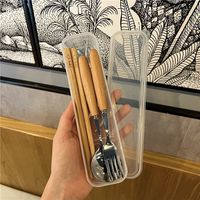 季芒 不锈钢餐具套装三件套一人用学生成人上班族便携餐具 圆木柱