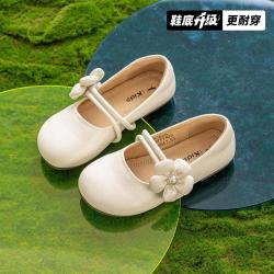 红蜻蜓 花朵舞蹈鞋春秋玛丽珍鞋软底蛋卷鞋女童皮鞋公主鞋