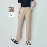 佐丹奴 2026年春夏新款纯棉女裤简约纯色中腰直筒薄款休闲九分裤女士