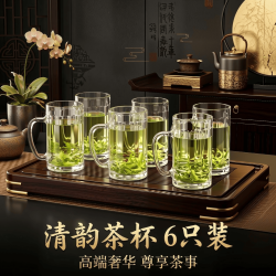 青苹果 无铅耐热泡茶玻璃杯 6只装