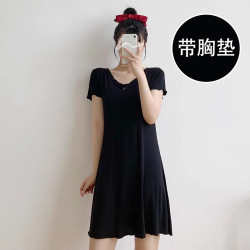 无品牌 女士莫代尔睡裙 宽松中裙家居服 2024年新款