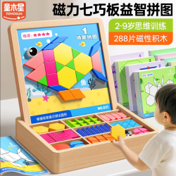 童木星 磁力七巧板拼图 几何立体积木 宝宝智力开发玩具