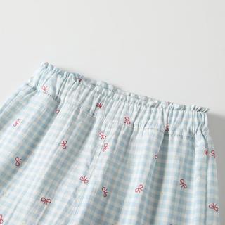 凡猎 女童格纹直筒九分裤