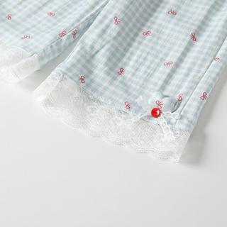 凡猎 女童格纹直筒九分裤