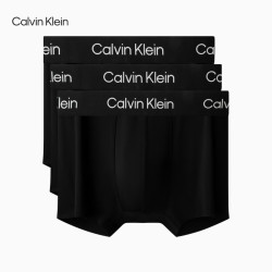 CK Calvin Klein内衣男三条装ck低腰轻薄无痕弹力防夹臀平角内裤男 UB1-太空黑 3条 M