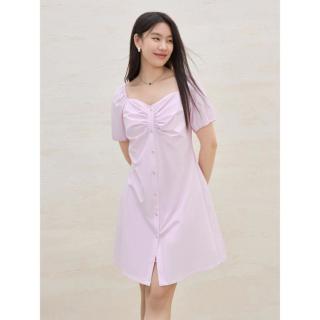独束 泡泡袖 女士连衣裙