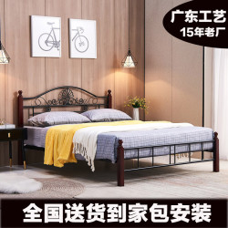 叠亿 欧式实木床 200*150CM 棕色腿