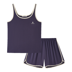 YOUKESHU 纯棉简约 撞色吊带短裤家居服套装