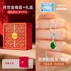 东方佳人 999纯银和田玉项链女士女款女999足银天然玉石碧玉吊坠玉坠送妈妈