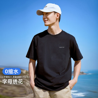 拓路者 男士短袖T恤 纯色圆领 黑色 M